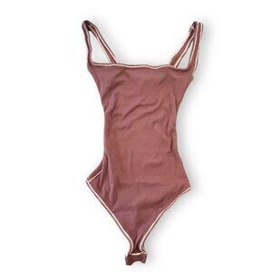 NWT SKIMS Ribbed Thong Bodysuit XXS (US 00–0) Chocolate Brown MSRP $72